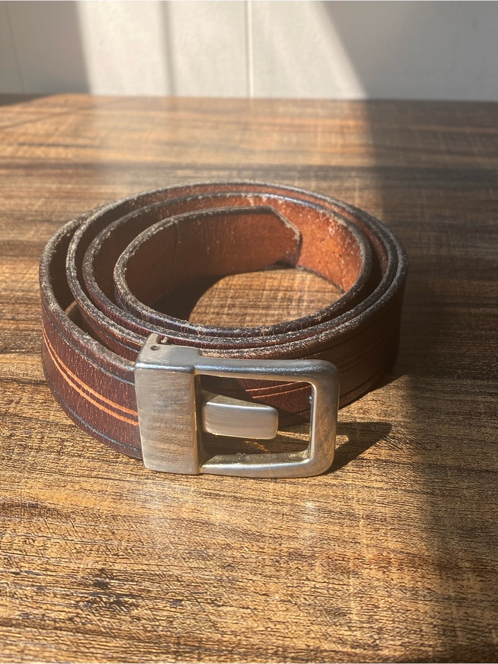 Vintage Handtooled Leather Belt, 34”
